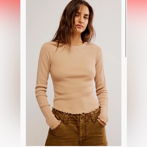 Free People Easy Does it Tee Tender Cuban Sand NWT - Picture 2 of 6